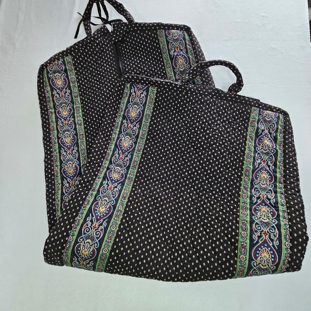 Vera Bradley Night Owl Quilted Cotton Garment Bag Carrier Brown Paisley Retired - Picture 2 of 4